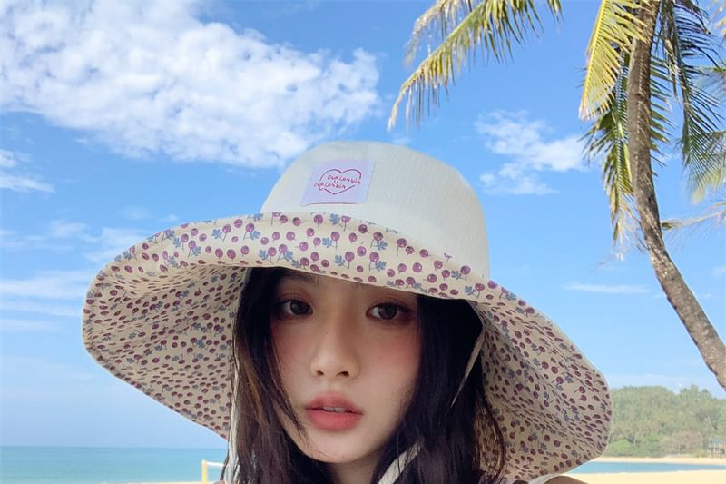 Hat Applique Sun Heart Print Floral