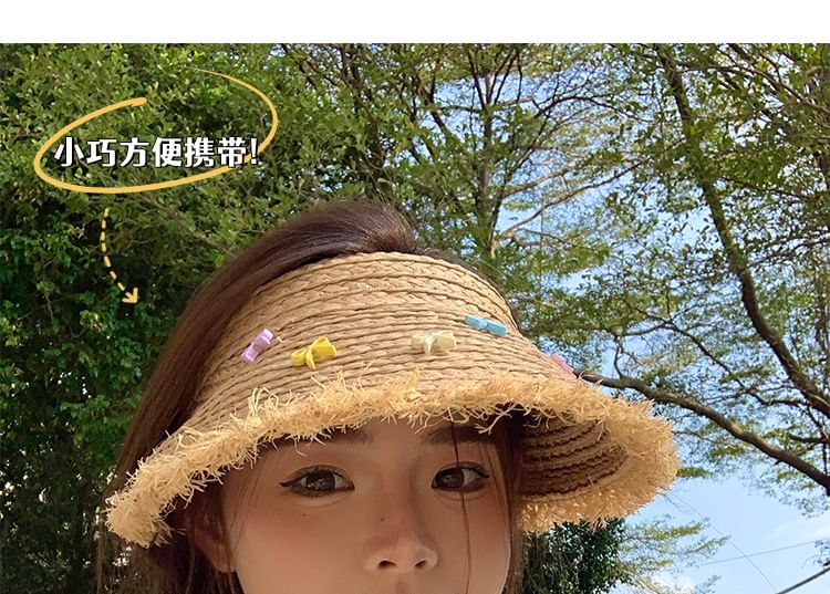 Sun Fringed Hat Straw Bow