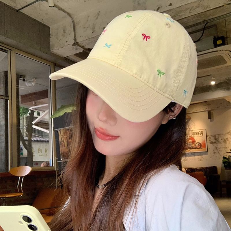 Baseball Cap Embroidered Bow