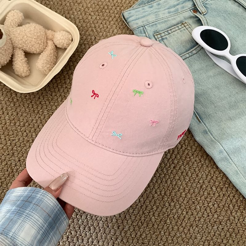Baseball Cap Embroidered Bow