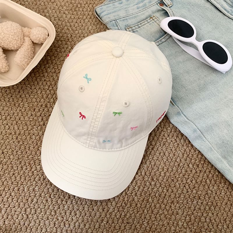 Baseball Cap Embroidered Bow