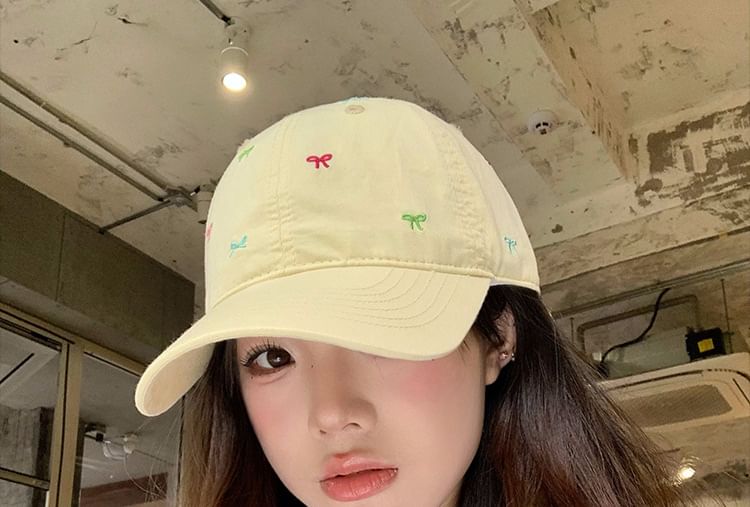 Baseball Cap Embroidered Bow
