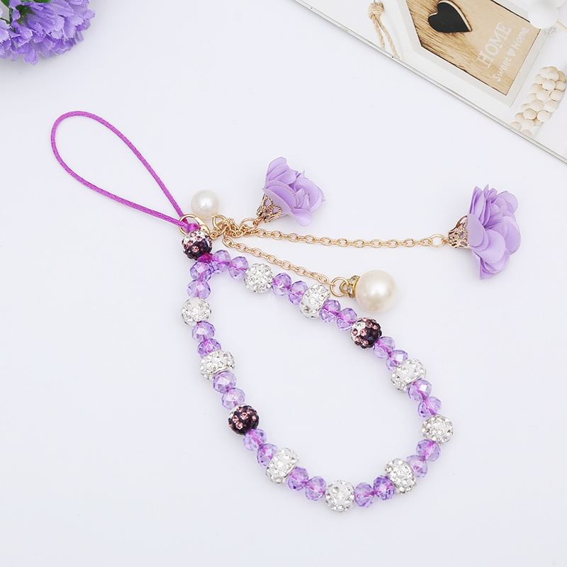 Crystal Faux Phone Floral Strap
