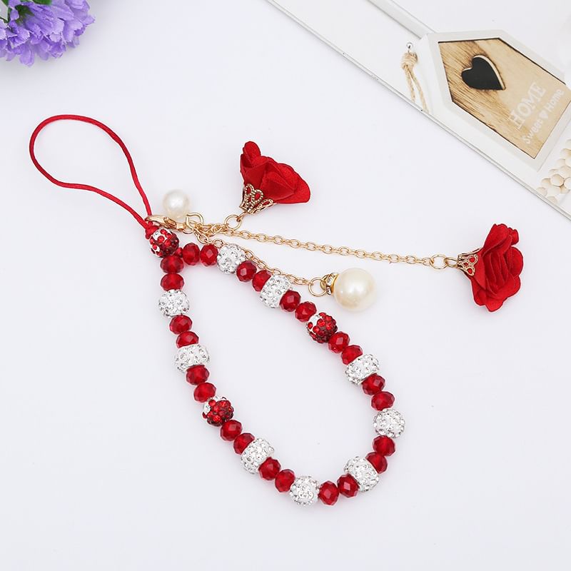 Crystal Faux Phone Floral Strap