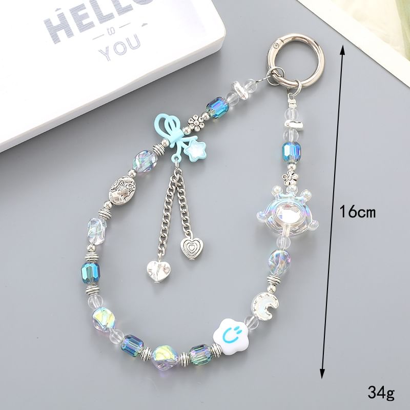 Phone Cartoon Bear Crystal Faux Strap Floral /