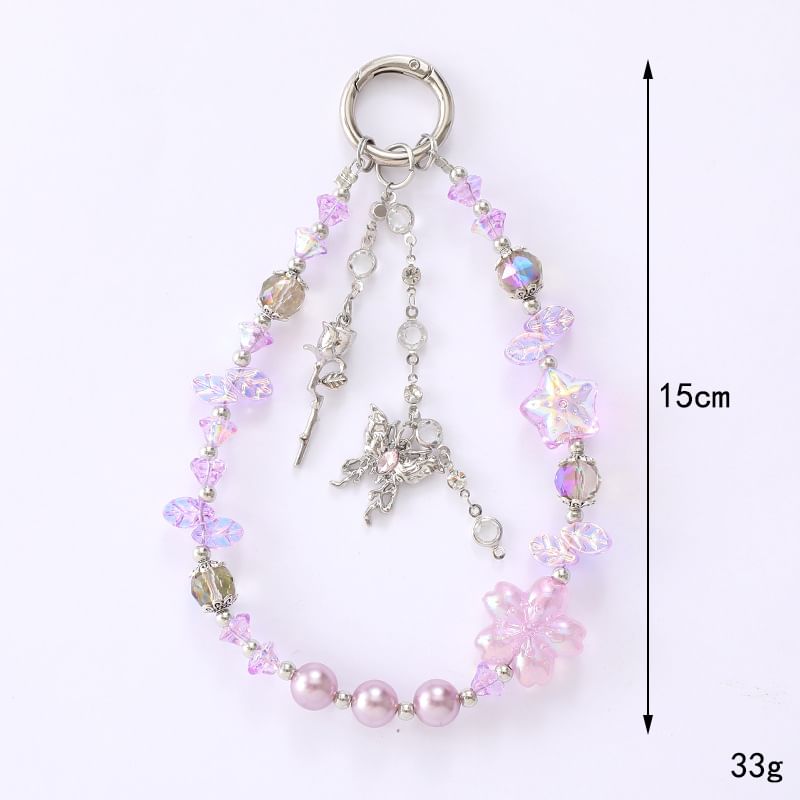 Phone Strap Star Crystal Butterfly (Various Faux Designs)