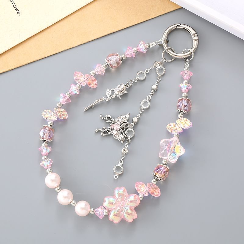Phone Strap Star Crystal Butterfly (Various Faux Designs)