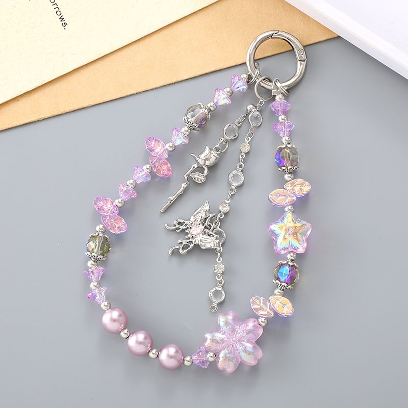 Phone Strap Star Crystal Butterfly (Various Faux Designs)