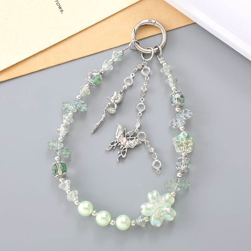 Phone Strap Star Crystal Butterfly (Various Faux Designs)