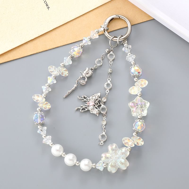 Phone Strap Star Crystal Butterfly (Various Faux Designs)