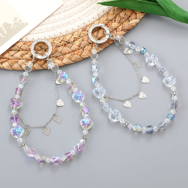 Phone Heart Crystal Faux Strap