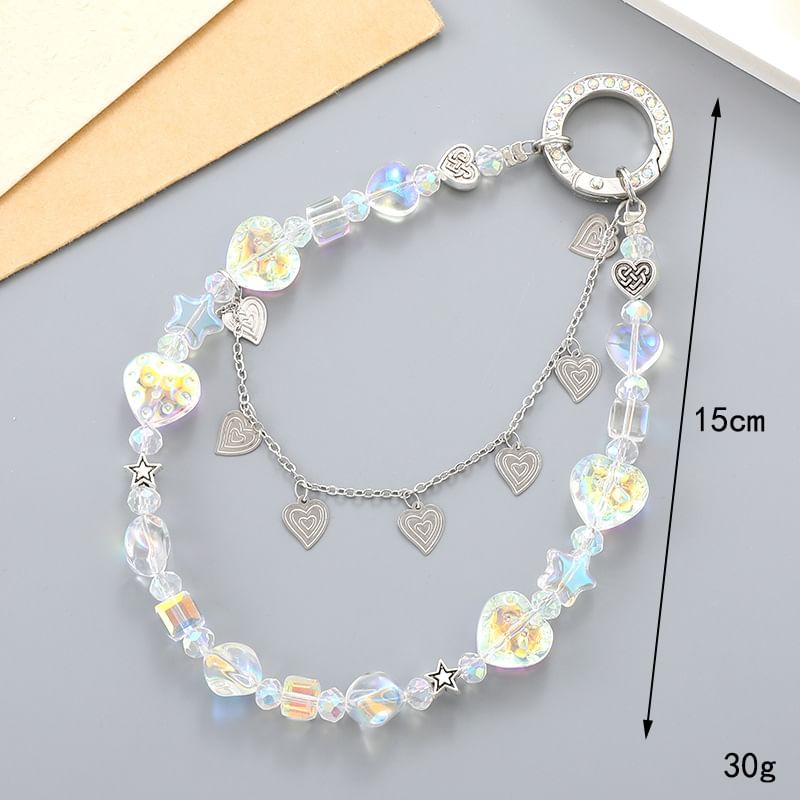 Phone Heart Crystal Faux Strap