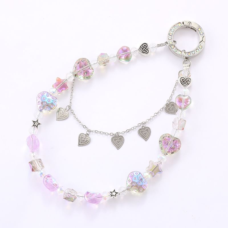 Phone Heart Crystal Faux Strap
