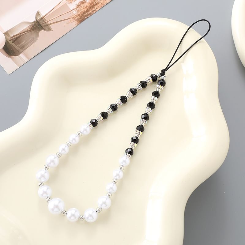 Rhinestone Pearl Strap Faux Phone