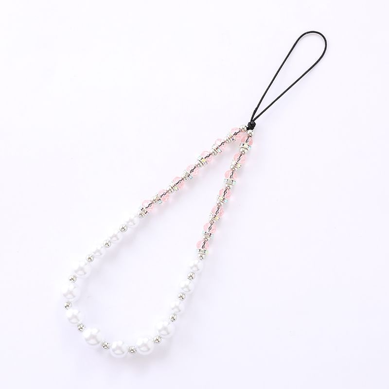 Rhinestone Pearl Strap Faux Phone