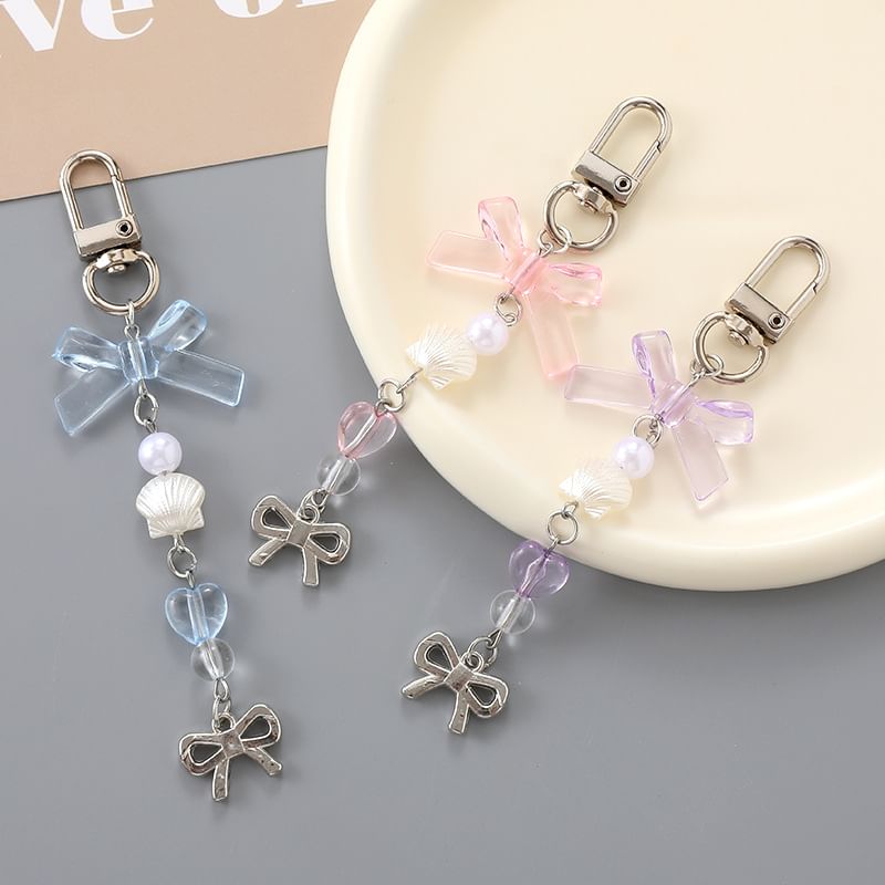 Faux Bow Charm Phone Pearl