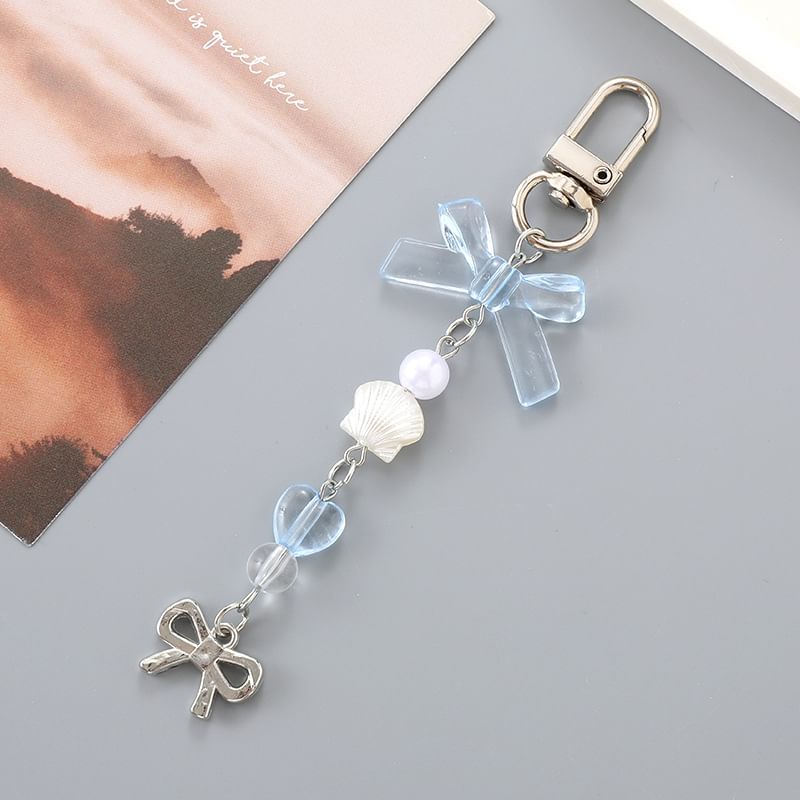 Faux Bow Charm Phone Pearl