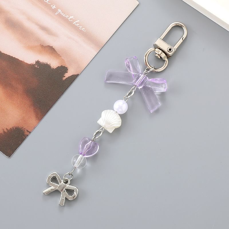 Faux Bow Charm Phone Pearl