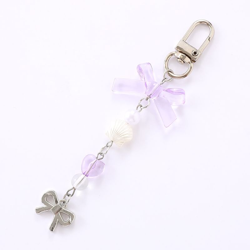 Faux Bow Charm Phone Pearl