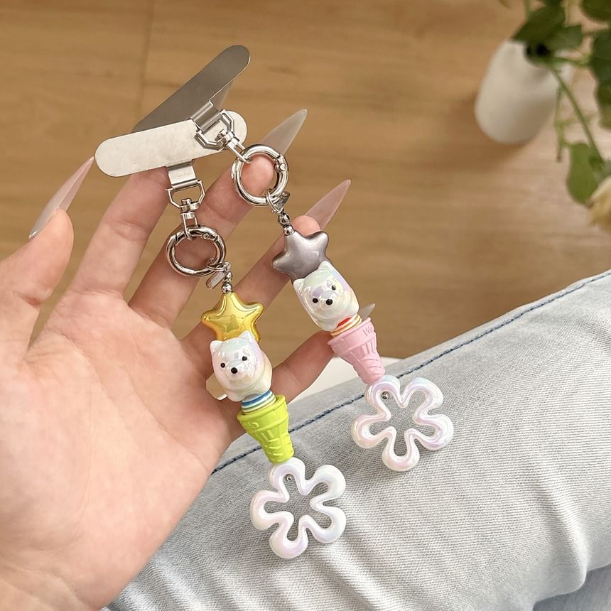 Ice (Various Cream Pad Lanyard Phone Charm with Floral Designs)