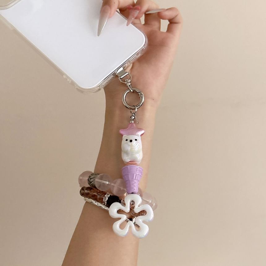 Ice (Various Cream Pad Lanyard Phone Charm with Floral Designs)