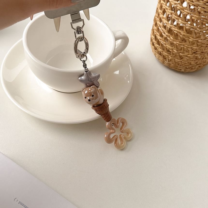 Ice (Various Cream Pad Lanyard Phone Charm with Floral Designs)