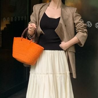 Camisole Plain Neck Scoop Strap Spaghetti Top