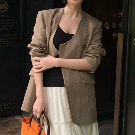 Camisole Plain Neck Scoop Strap Spaghetti Top