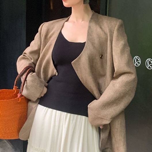 Camisole Plain Neck Scoop Strap Spaghetti Top