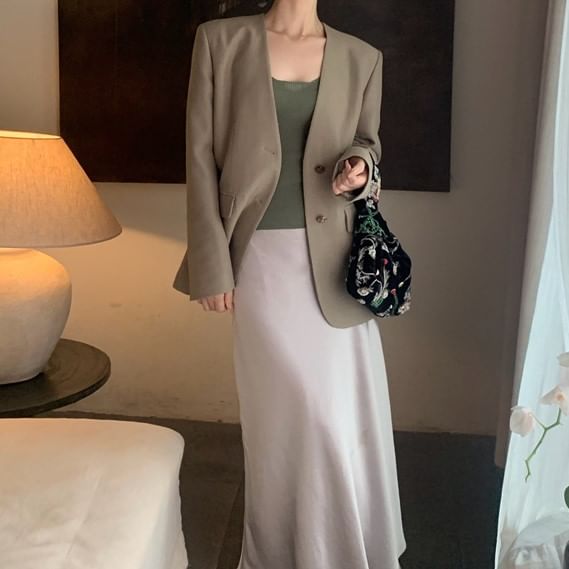 Plain Strap Camisole Spaghetti Scoop Neck Top