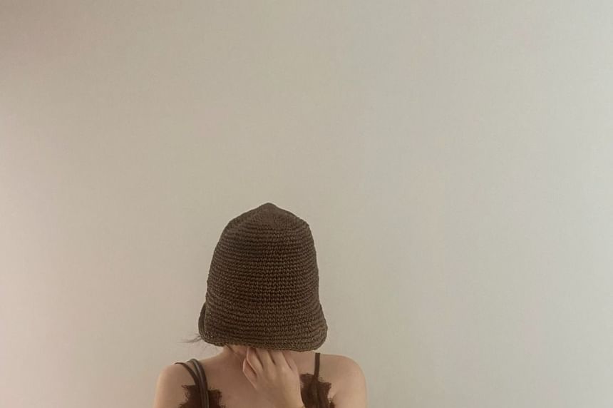 Top Lace Cami Plain Spaghetti V-Neck Strap