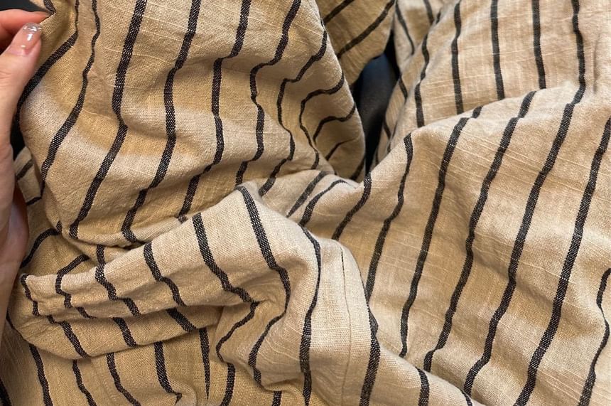 Wide Waist Striped Pants Leg High Plain