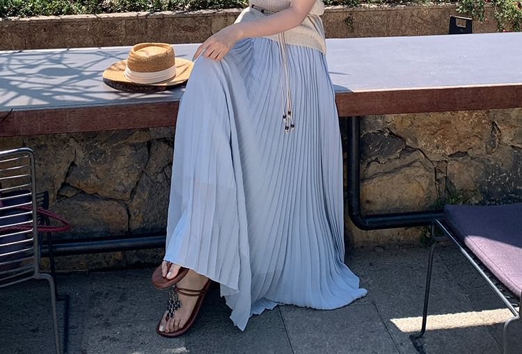 Top Plain Ribbed Knit Crew Neck Sleeveless