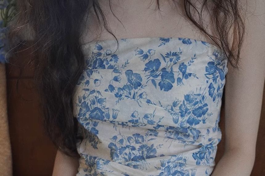 Print Sleeveless Floral Top Tube