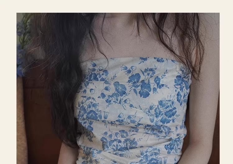 Top Sleeveless Floral Tube Print