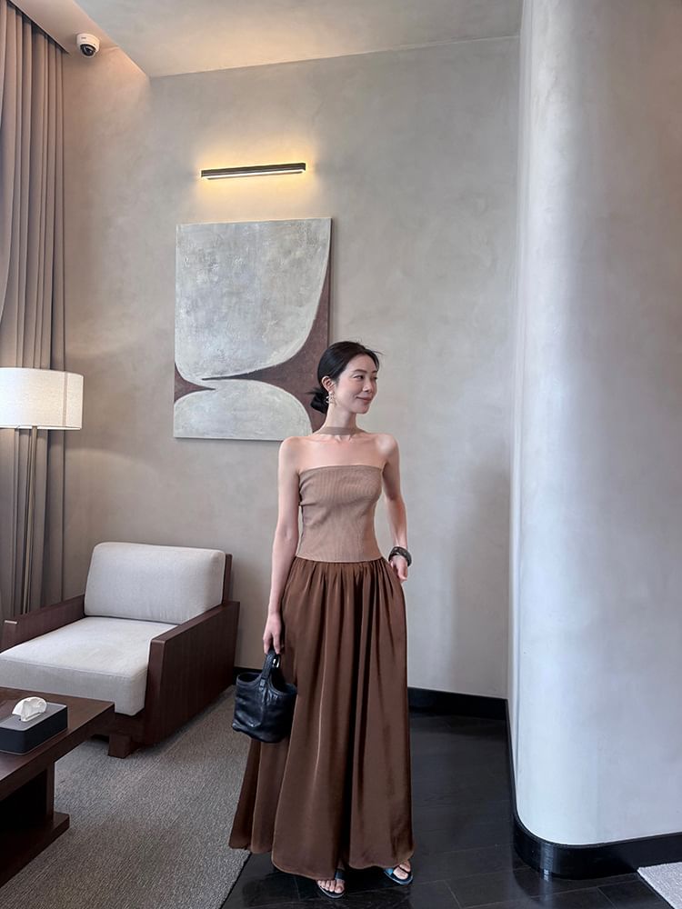 Halter Ribbed Knit Plain Top Neck