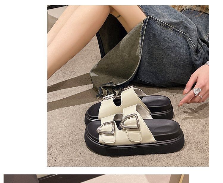 Platform Sandals Buckled Slide