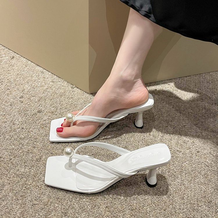 Kitten Faux Flip-Flops Heel Pearl