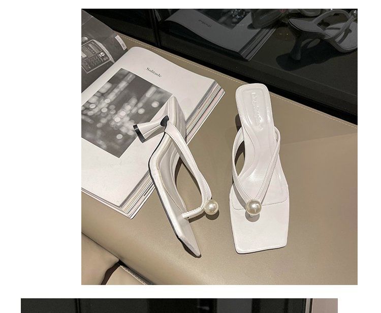 Kitten Faux Flip-Flops Heel Pearl