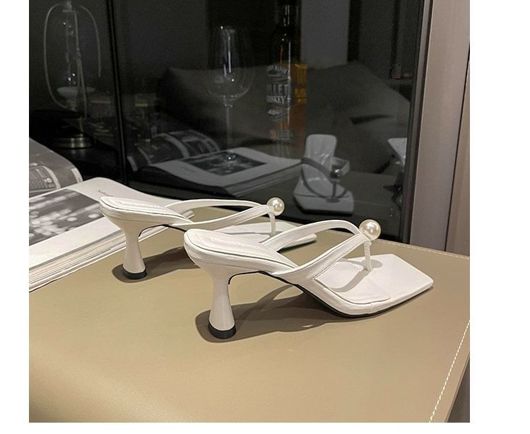 Kitten Faux Flip-Flops Heel Pearl