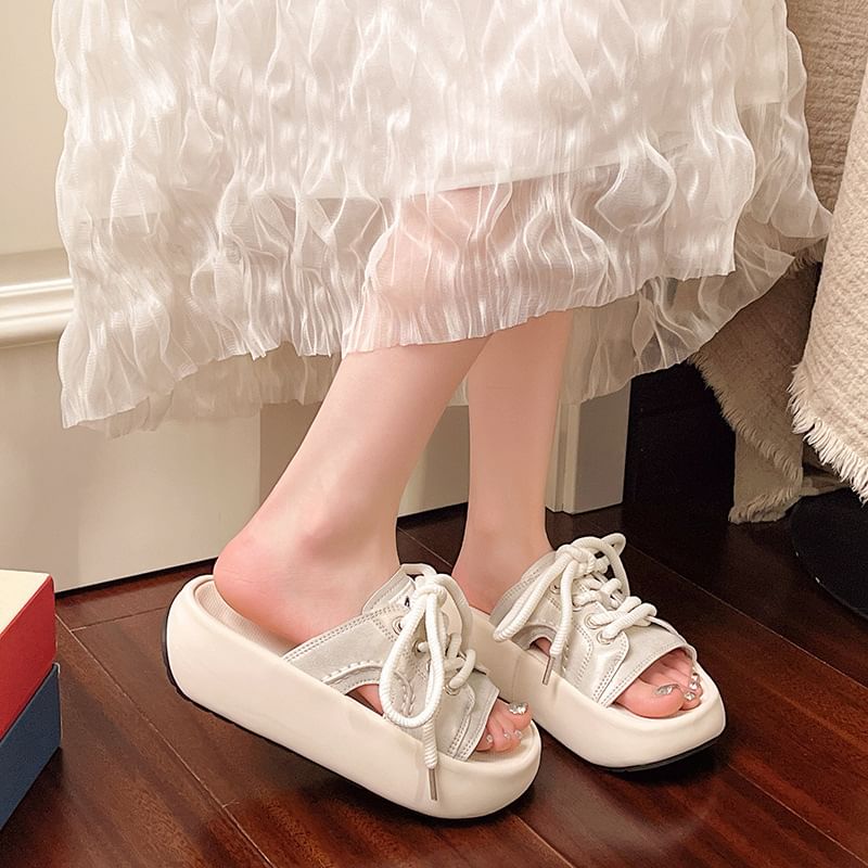 Slide Sandals Platform Lace-Up