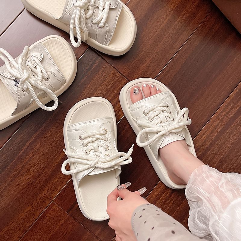 Slide Sandals Platform Lace-Up