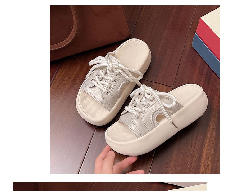 Slide Sandals Platform Lace-Up