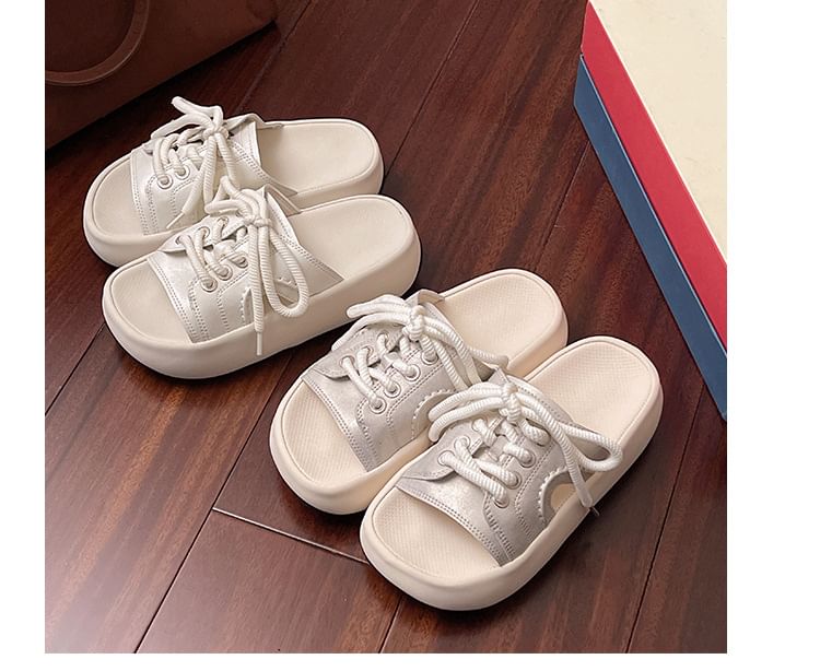 Slide Sandals Platform Lace-Up