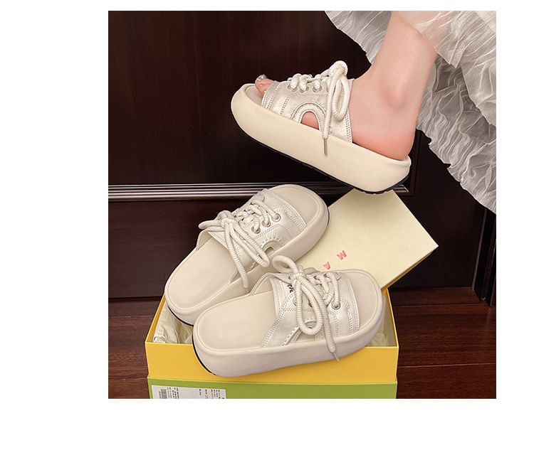 Slide Sandals Platform Lace-Up