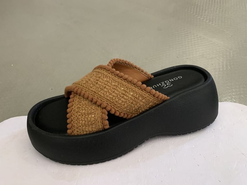 Sandals Platform Strap Slide Cross