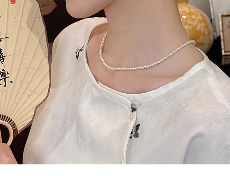 Drop Earring Enamel Floral Pipa