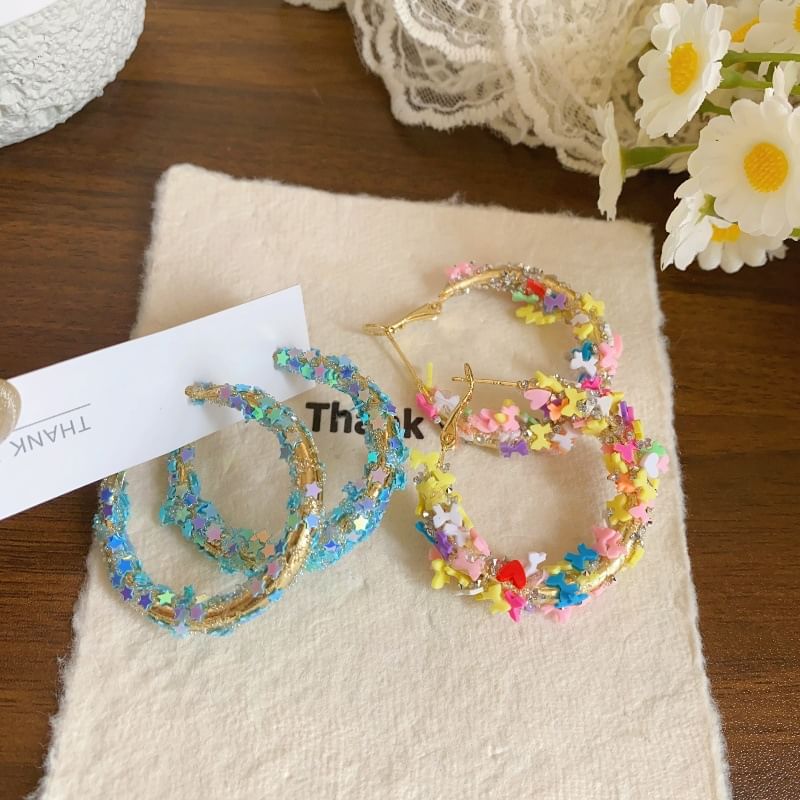 Hoop Earring Bow Heart Star /