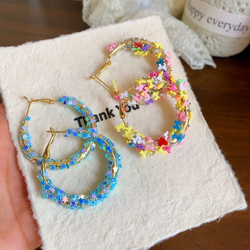 Hoop Earring Bow Heart Star /