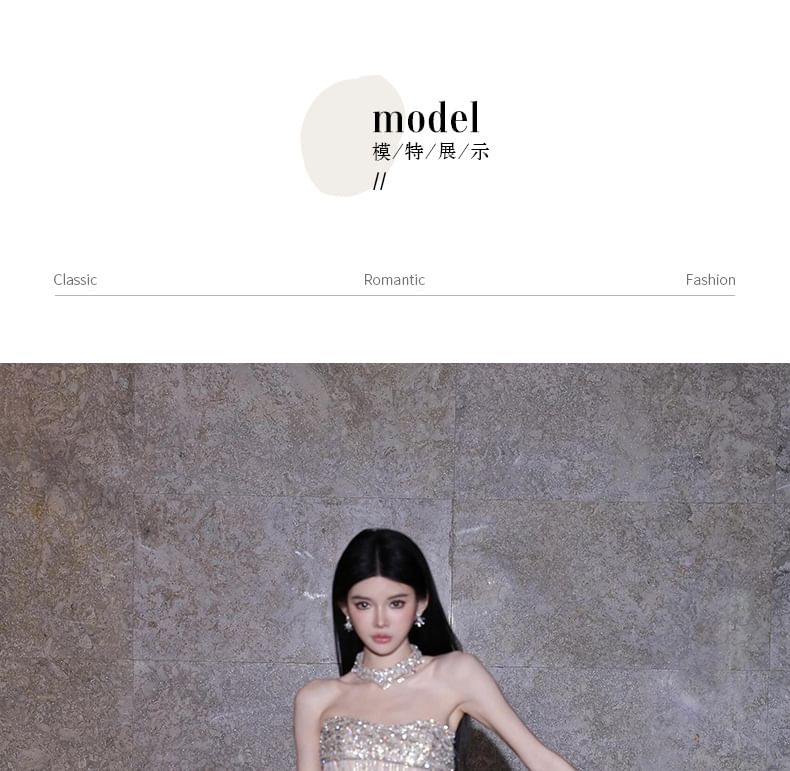 Embellished Gown A-Line Strapless Evening